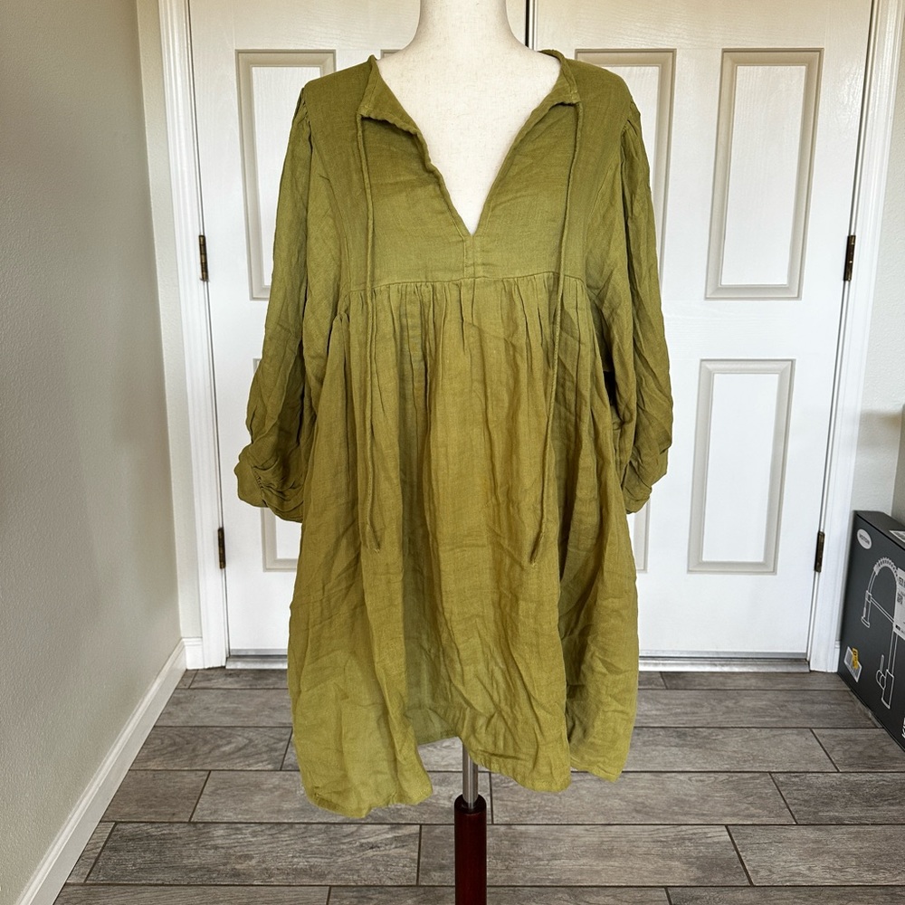 Daughters of India Green Sage cropped dress in gauze light sea green 100% cotton
